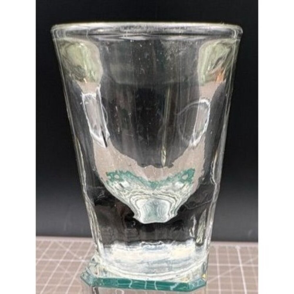 Vintage Heavy Clear Shot Glass Ruffled Bottom signed